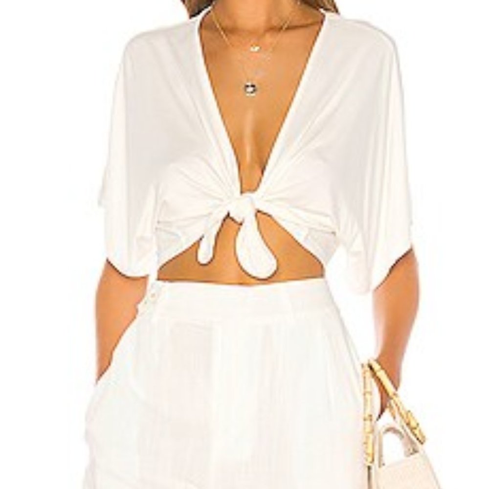 Shaycation x REVOLVE - Callie Tee - White Crop Top - Size XS